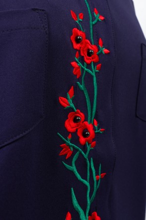 
Оригинальное платье Lazor синего цвета с цветочной вышивкой украшенной бусинами. . фото 7