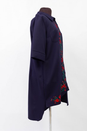 
Оригинальное платье Lazor синего цвета с цветочной вышивкой украшенной бусинами. . фото 4