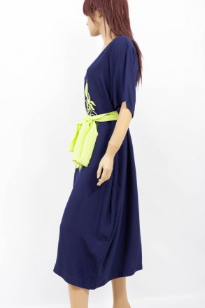 
Оригинальное платье Kaner цвет синий с салатовыми элементами, производство Турц. . фото 3
