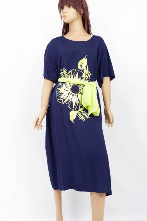 
Оригинальное платье Kaner цвет синий с салатовыми элементами, производство Турц. . фото 2