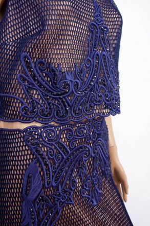 
Нарядное платье синего цвета с бежевой подкладкой, производство Турция. Платье . . фото 5