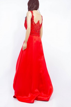 
Нарядное платье красного цвета с камнями на груди и спине, производство Турция.. . фото 3