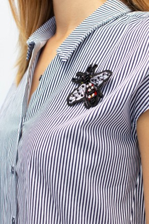 
Легкая блузка от турецкой фабрики Perzoni. Блузка принтом в виде вертикальной п. . фото 6