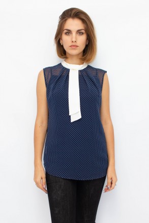 
Легкая блузка от турецкой фабрики Nelly&Co. Блузка синего цвета с принтом в вид. . фото 2