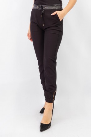 
Стильные женские брюки-джоггеры однотонного черного цвета, производство Esparan. . фото 3