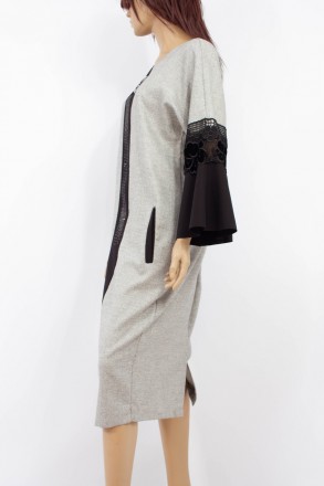 
Оригинальное платье Mix&Gala серого цвета с черными элементами, производство Ту. . фото 3
