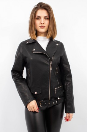 
Крутая куртка косуха Yarina классического черного цвета. Куртка приталеная, мат. . фото 2