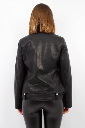 
Крутая куртка косуха Yarina классического черного цвета. Куртка приталеная, мат. . фото 5