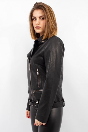 
Крутая куртка косуха Yarina классического черного цвета. Куртка приталеная, мат. . фото 3