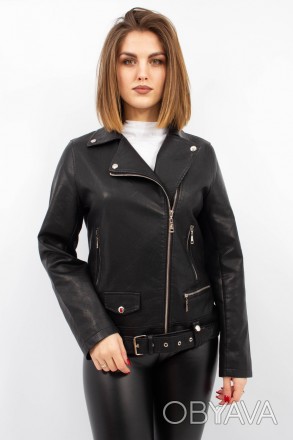 
Крутая куртка косуха Yarina классического черного цвета. Куртка приталеная, мат. . фото 1