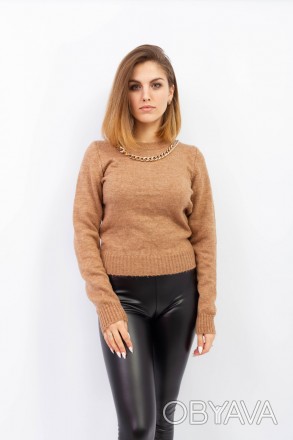 
Классический свитер коричневого цвета, производство Турция. Покрой свитера прям. . фото 1