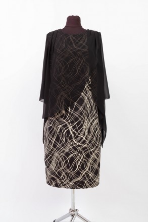 
Оригинальное платье Korakor черного цвета с белым узором и вшитой шифоновой нак. . фото 2