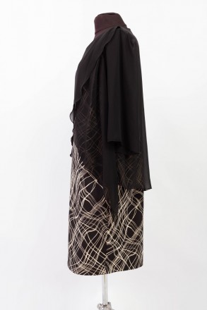
Оригинальное платье Korakor черного цвета с белым узором и вшитой шифоновой нак. . фото 6