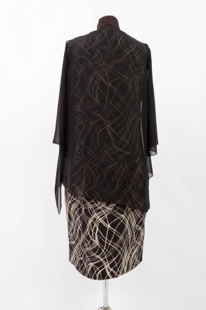 
Оригинальное платье Korakor черного цвета с белым узором и вшитой шифоновой нак. . фото 4
