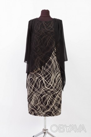 
Оригинальное платье Korakor черного цвета с белым узором и вшитой шифоновой нак. . фото 1