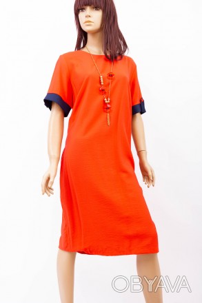
Оригинальное платье Kaner красного цвета с синими элементами, производство Турц. . фото 1
