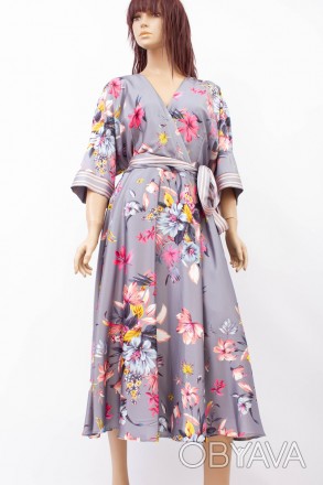 
Оригинальное платье Ladyform серого цвета с цветочным принтом, производство Тур. . фото 1