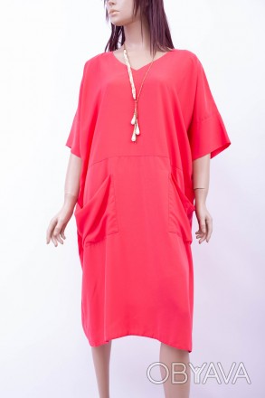 
Оригинальное платье E&F кораллового цвета, производство Турция. Ткань мягкая, н. . фото 1