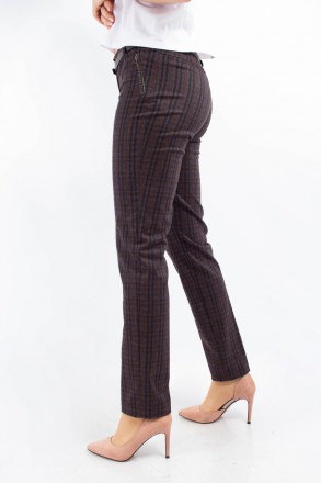 
Классические женские брюки коричневого цвета с принтом в виде клетки, производс. . фото 3