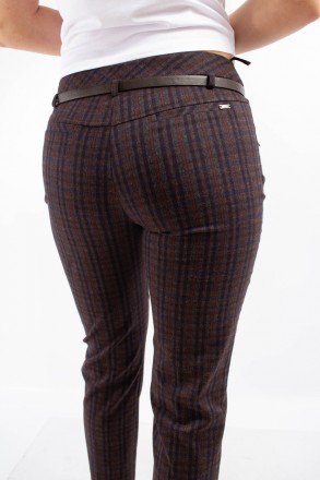 
Классические женские брюки коричневого цвета с принтом в виде клетки, производс. . фото 5