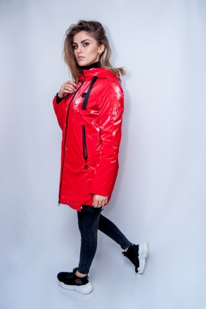 
Демисезонная куртка Visdeer, красного цвета, комбинированная черной фурнитурой . . фото 5