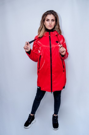 
Демисезонная куртка Visdeer, красного цвета, комбинированная черной фурнитурой . . фото 6