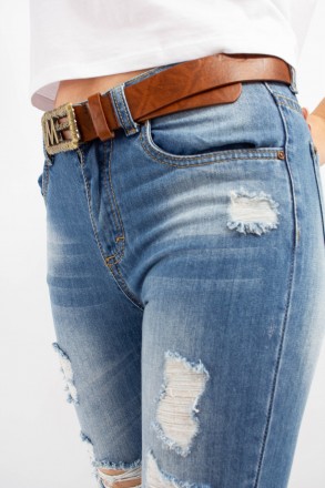 
Летние женские джинсы с разрезами и рваными элементами, производство Турция. По. . фото 7