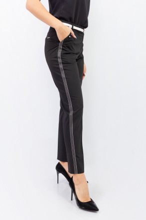 
Классические женские брюки черного цвета с белым лампасом, производство Vangeli. . фото 3