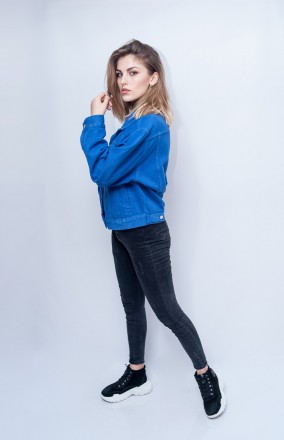 
Джинсовый пиджак Dilvin 6383 яркого синего цвета. Ткань натуральная, хлопок. Пи. . фото 5