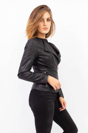 
Крутая куртка косуха Angmifer 789 классического черного цвета. Куртка приталенн. . фото 3