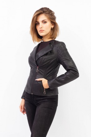 
Крутая куртка косуха Angmifer 789 классического черного цвета. Куртка приталенн. . фото 4
