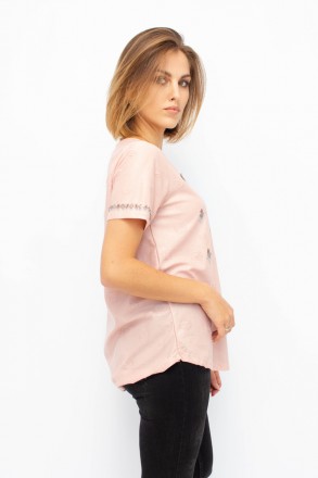 
Стильная женская футболка Greenapple розового цвета. Футболка оверсайз, вырез к. . фото 3