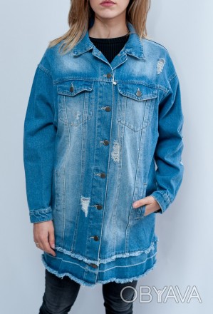 
Удлиненный джинсовый пиджак. Пиджак из натуральной ткани, производство Турция. . . фото 1