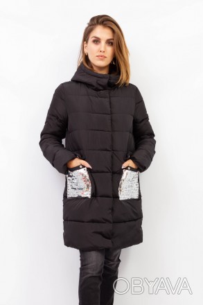 Зимняя куртка Snow Passion черного цвета с оригинальными серебристыми вставками . . фото 1