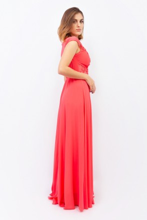 
Нарядное платье в пол кораллового цвета, производство Китай. Ткань легкая, мягк. . фото 5