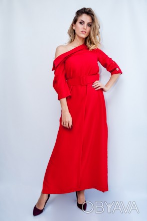 
Нарядное платье в пол красного цвета, производство Турция. Покрой платья прямой. . фото 1