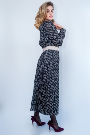 
Стильное женское платье Luna, производство Турция. Платье черного цвета с белым. . фото 4