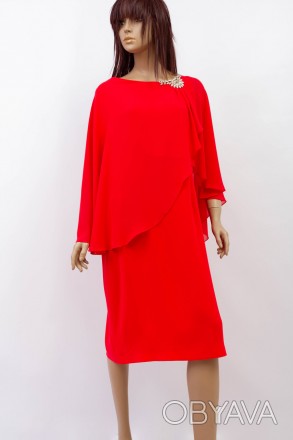 
Оригинальное платье Dress up красного цвета шифоновой вшитой накидкой, производ. . фото 1