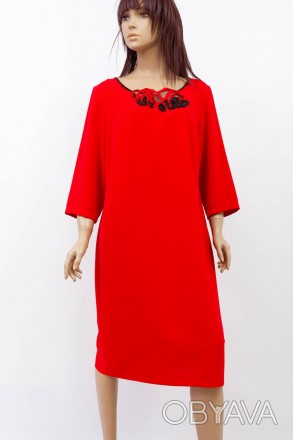 
Строгое платье Gemko красного цвета, производство Турция. Ткань мягкая, не тяне. . фото 1