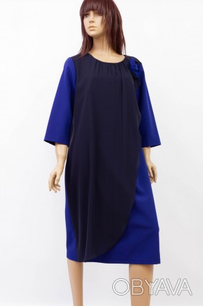 
Оригинальное платье Korakor цвета электрик с шифоновой вшитой накидкой синего ц. . фото 1