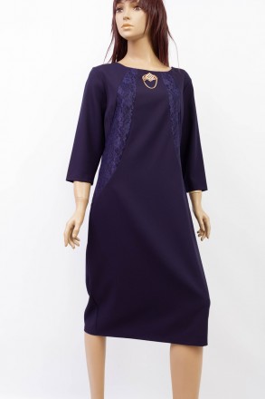 
Оригинальное платье Emika синего цвета с гипюровой вставкой спереди, производст. . фото 2