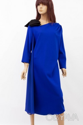 
Оригинальное платье Norm цвета электрик с шифоновой вставкой, производство Турц. . фото 1