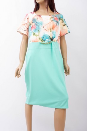 
Оригинальное платье CMA бирюзового цвета с цветочным принтом сверху, производст. . фото 2