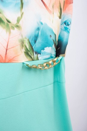 
Оригинальное платье CMA бирюзового цвета с цветочным принтом сверху, производст. . фото 5