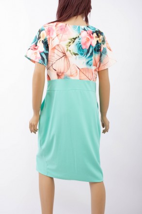 
Оригинальное платье CMA бирюзового цвета с цветочным принтом сверху, производст. . фото 4