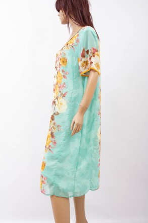 
Оригинальное платье Gumanize бирюзового цвета с цветочным принтом, производство. . фото 3