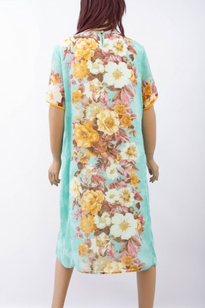 
Оригинальное платье Gumanize бирюзового цвета с цветочным принтом, производство. . фото 4