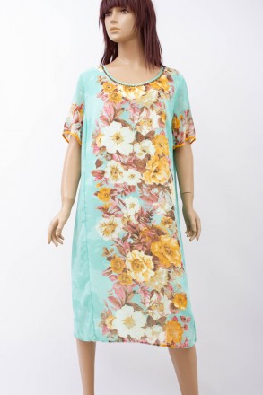 
Оригинальное платье Gumanize бирюзового цвета с цветочным принтом, производство. . фото 2