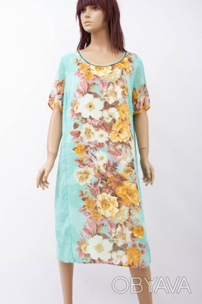 
Оригинальное платье Gumanize бирюзового цвета с цветочным принтом, производство. . фото 1