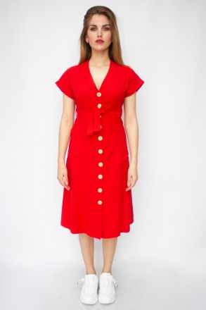 
Повседневное платье Mixray, легкое, без подкладки, Яркий красный цвет. Платье п. . фото 3